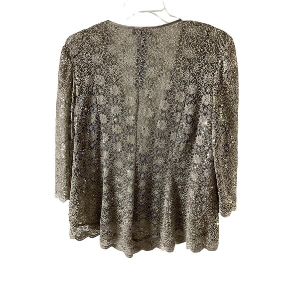 R&M Richards Dress Womens 18 Gold Lace Sequin 2 Piece Jacket Overlay Formal Set - Picture 14 of 16